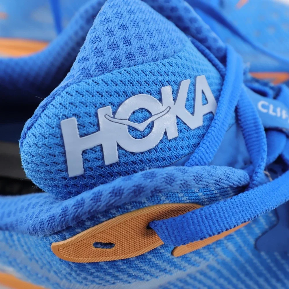 Hoka Clifton 9 Wide Running Shoes Blue Orange Mens 12.5 2E